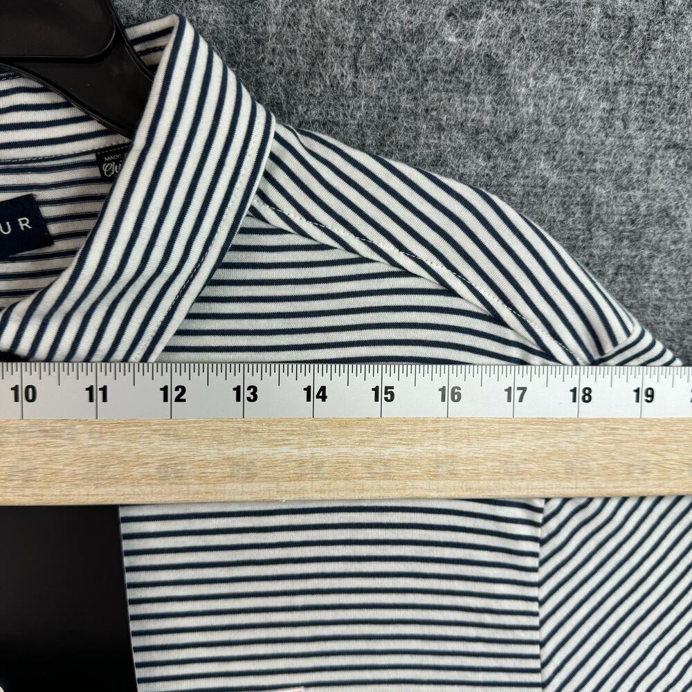 Five Four Seabrook Mens Polo Striped White Blue Size Large - Picture 4 of 9